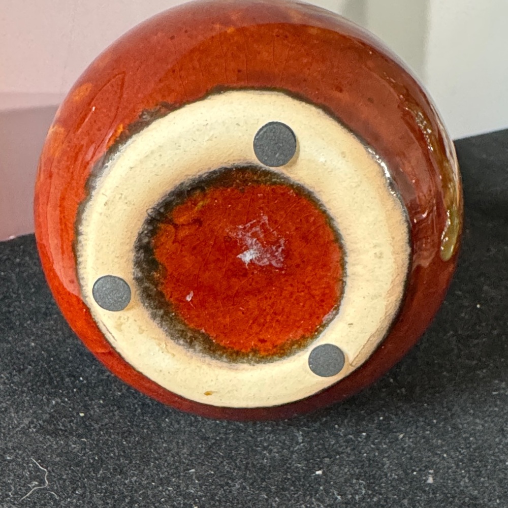 Art pottery vase with brown drip glaze - Picture 2 of 7